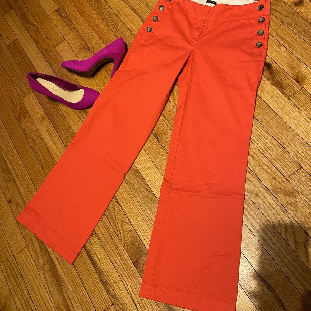 Ann Taylor Marisa strap Retro Button sides 60-70s vibrant Wide Flare pants 6